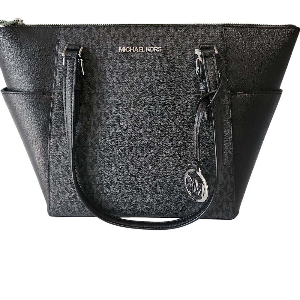 Michael Kors Black Tote with Signature MK Print